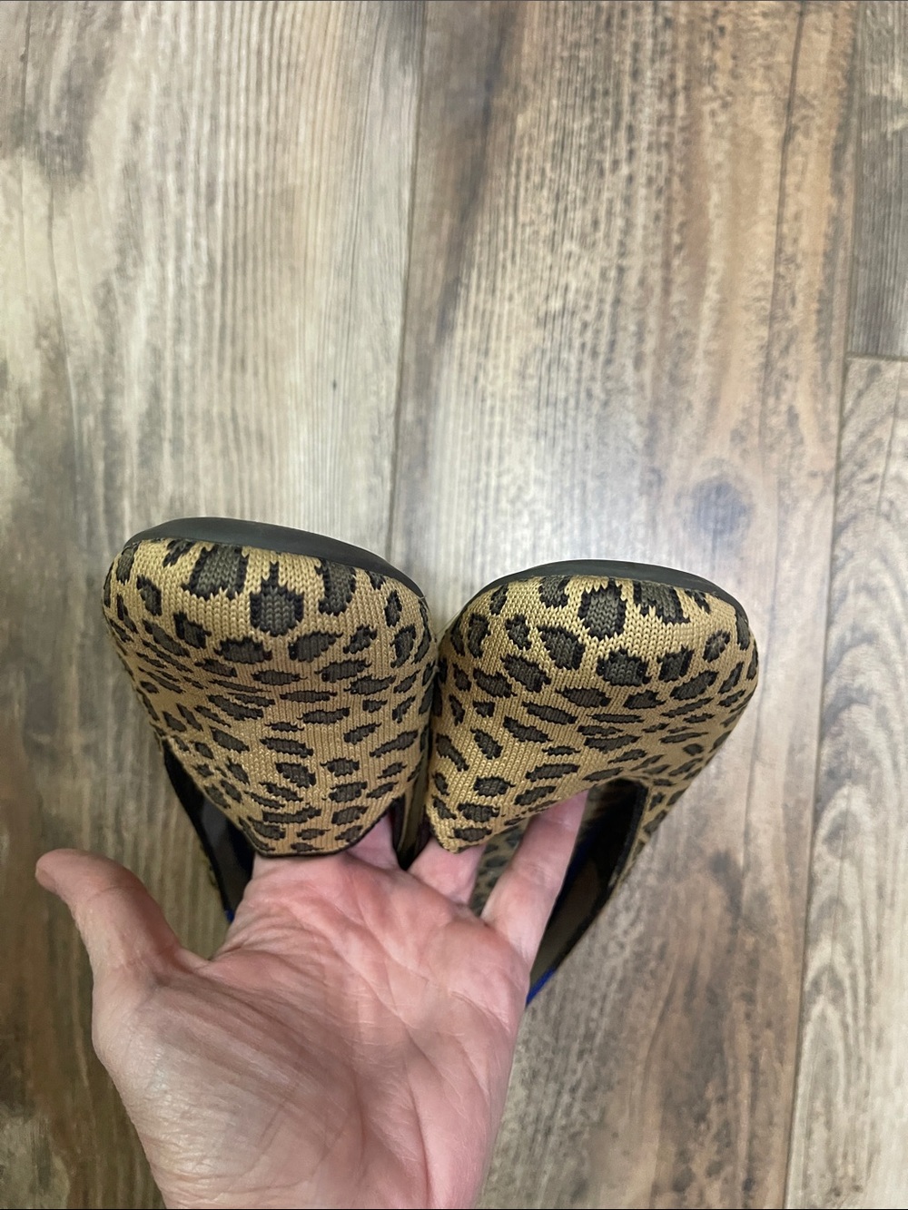Rothy's Leopard-Print Slip-On Flats with Blue Trim - Picture 4 of 8